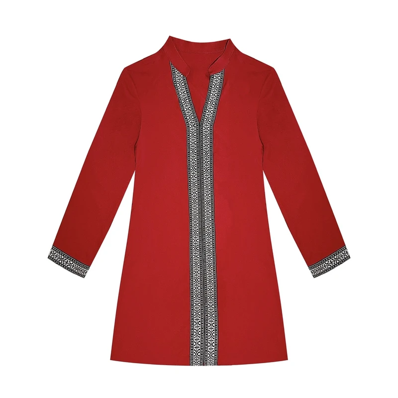 پیراهن یقه ایستاده زنانه شین مدل جیبدار بانو