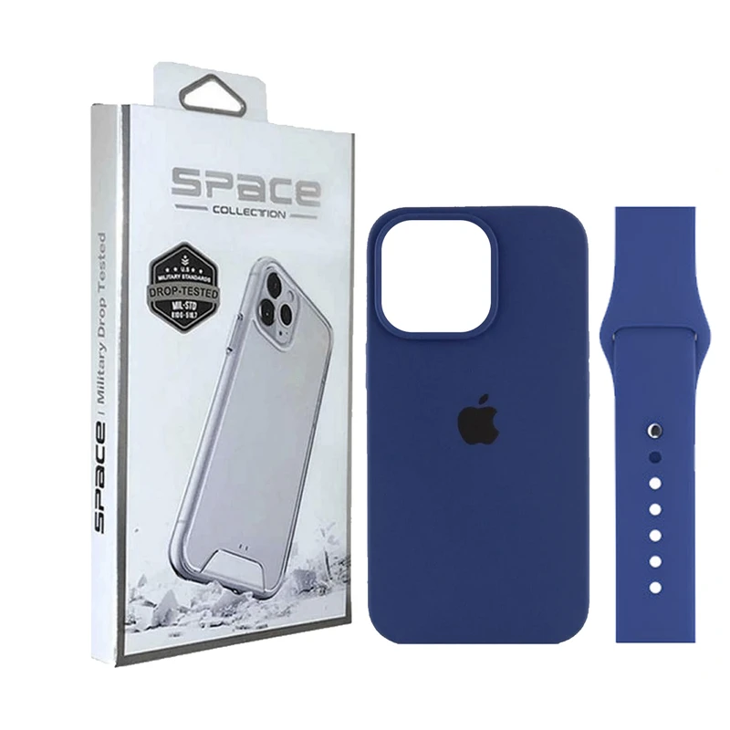 کاور اسپیس مدل سیلیکون مناسب برای گوشی موبایل اپل iPhone 16 Pro به همراه بند اپل واچ 42 میلی متری