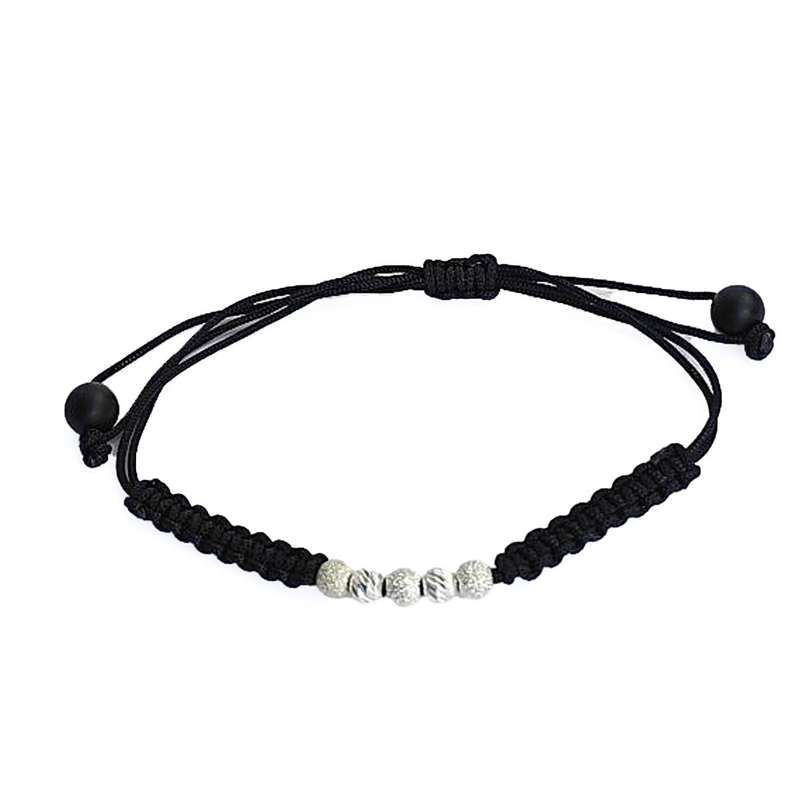 دستبند نقره مدل 5 گوی