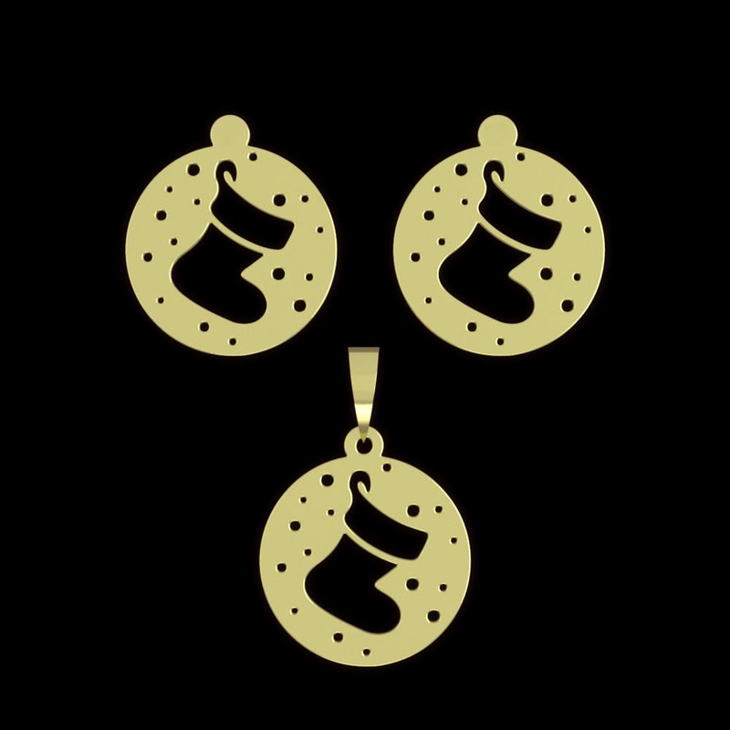 نیم ست طلا 18 عیار زنانه مدوپد مدل جوراب کریسمس کد NA11497