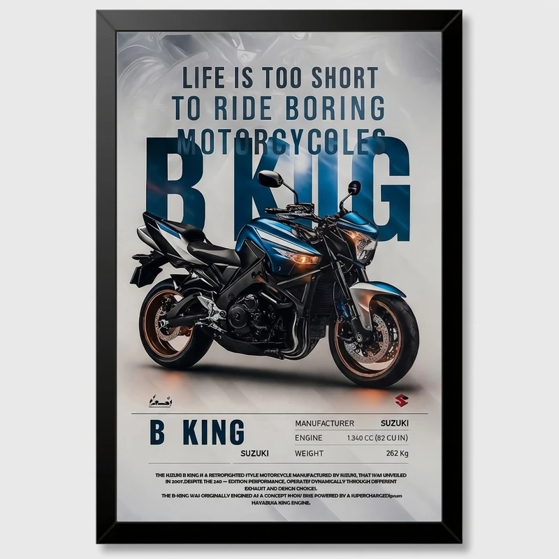 تابلو بکلیت طرح موتور سنگین سوزوکی بیکینگ SUZUKI B-KING1400 مدل B-po1903 فریم مشکی