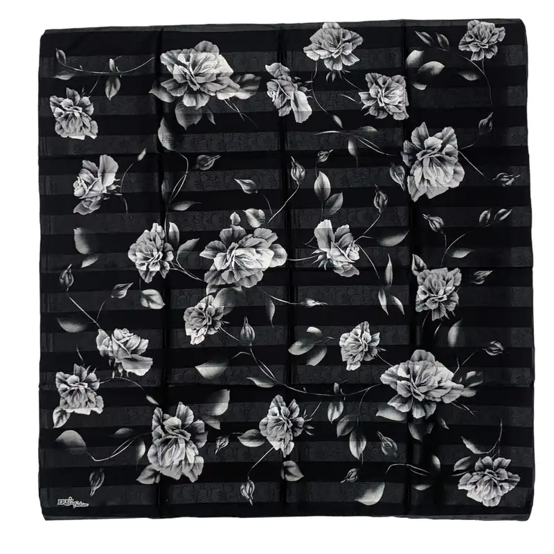 روسری زنانه مدل گلدار حریر نخ کد 560