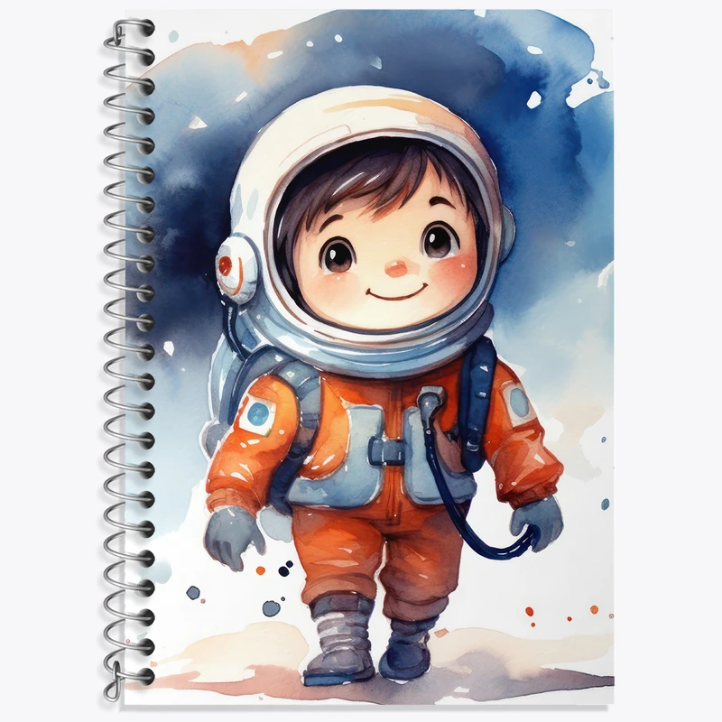 دفتر زبان 50 برگ خندالو مدل سه خط طرح فضانورد بامزه کد N2219