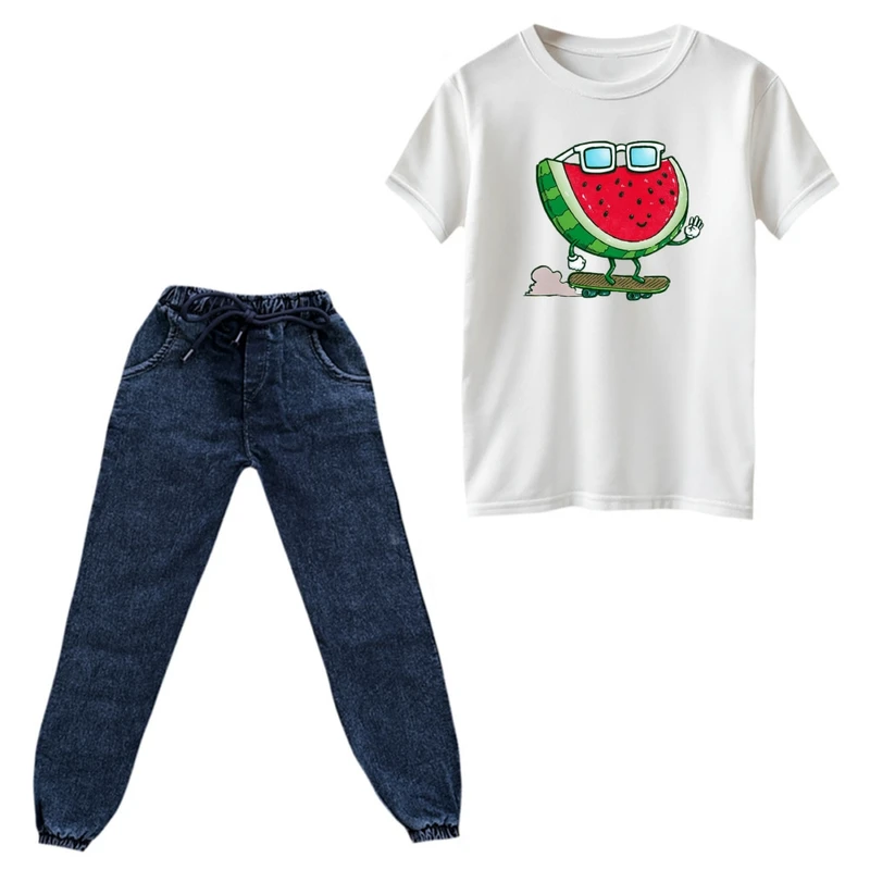 ست تی‌شرت و شلوار پسرانه مدل هندوانه یلدایی کد 3