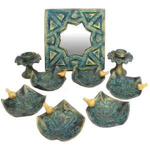 مجموعه ظروف هفت سین 9 پارچه دست نگار طرح پیچکی