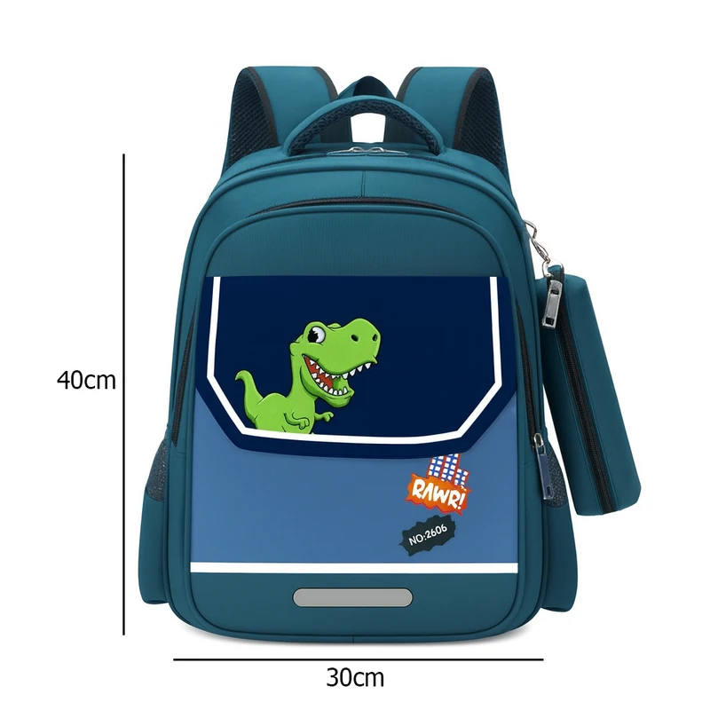 عکس شماره 6 : کوله پشتی مدرسه مدل دایناسور تیرکس به همراه جامدادی