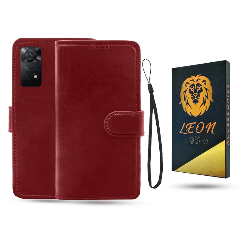  کیف کلاسوری مدل لئون Kif مناسب برای گوشی موبایل شیائومی Redmi Note 11 Pro 4G / 5G به همراه بند آویز