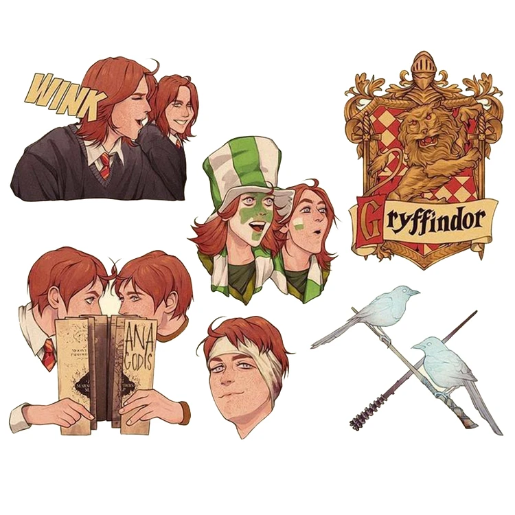 استیکر مدل هری پاتر طرح فرد و جرج مجموعه 6 عددی