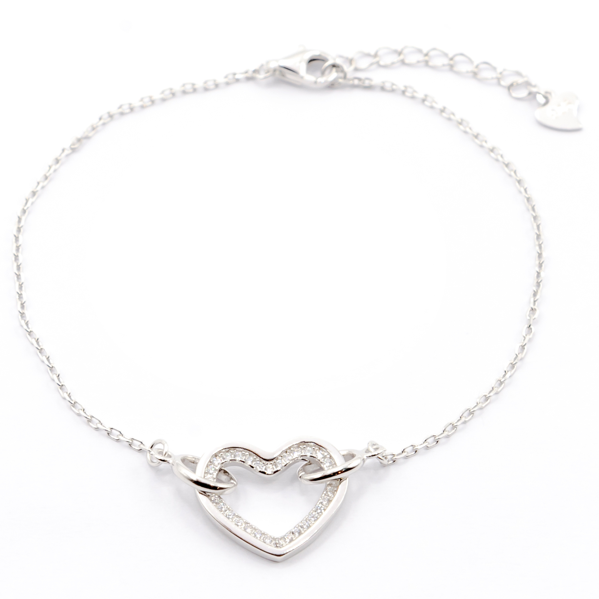 دستبند نقره بهارگالری مدل Silver Heart کد 403015