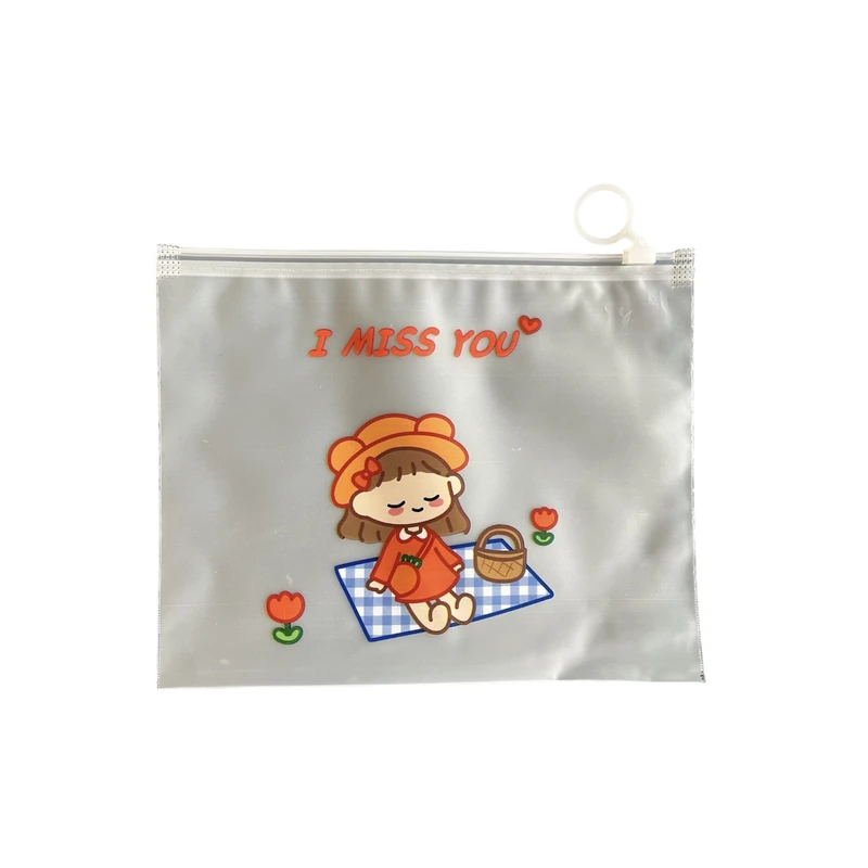 پوشه مدل زیپی طرح دختر نارنجی