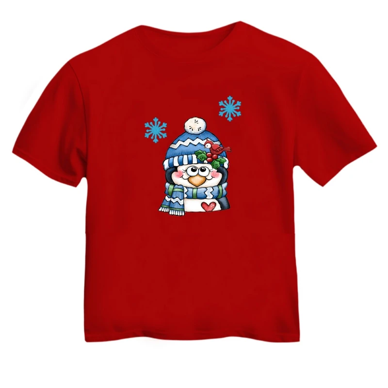 تی شرت آستین کوتاه بچگانه مدل پنگوئن کریسمس کد 2
