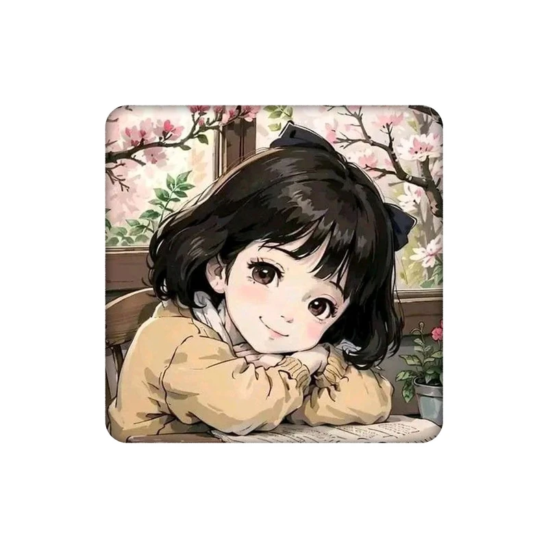 زیرلیوانی طرح دختر و شکوفه های گیلاس کد 8850796