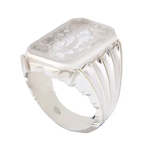 انگشتر نقره مردانه بازرگانی میلادی مدل رکاب دست ساز استاد کاوه خطاطی یا زینب سنگ در نجف کد AM_2774