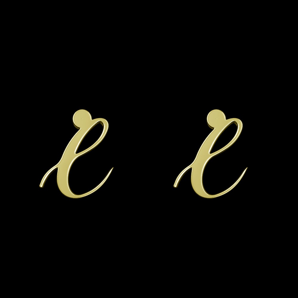 گوشواره طلا 18 عیار زنانه مدوپد مدل حرف e کد GA1-10976