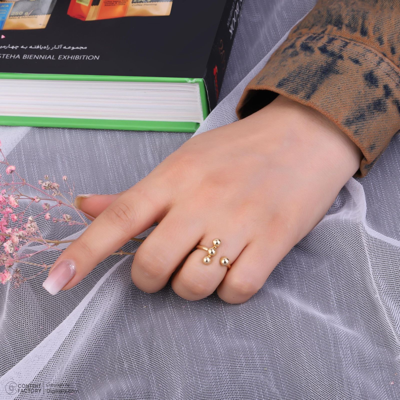 انگشتر طلا 18 عیار زنانه حافا گلد مدل گوی کد r011 سایز 53 -  - 9