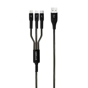 کابل تبدیل USB به لایتنینگ/USB-C/microUSB جرلکس مدل GD-45 طول 1.2 متر