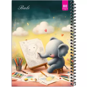 دفتر نقاشی 80 برگ بله مدل رحلی طرح فانتزی فیل نقاش کد A4-M189