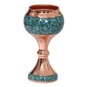 جام پایه دار فیروزه کوب لوح هنر کد 1246