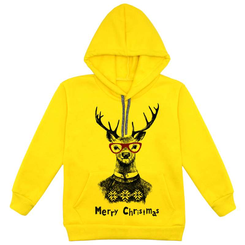 هودی پسرانه مدل گوزن F26 رنگ زرد