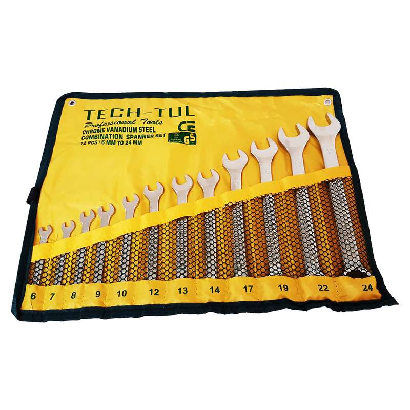 آچار یکسر تخت و یکسر رینگی تک تول مدل HT - 001212 مجموعه 12 عددی
