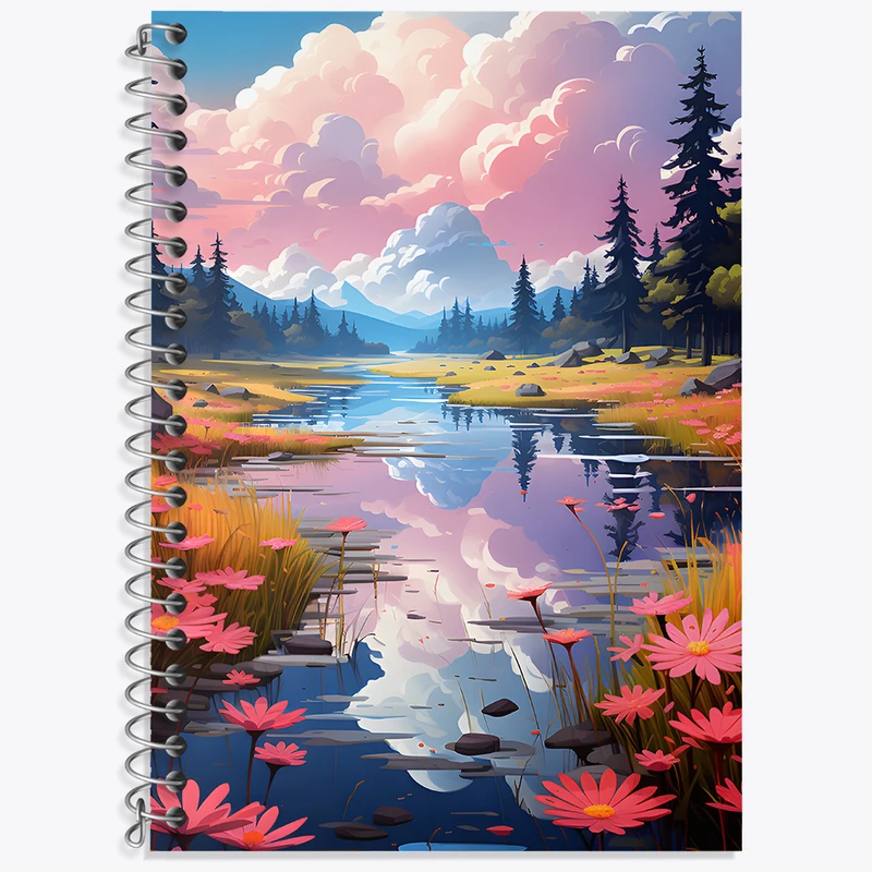 دفتر زبان 50 برگ خندالو مدل سه خط طرح منظره طبیعت کد N4499