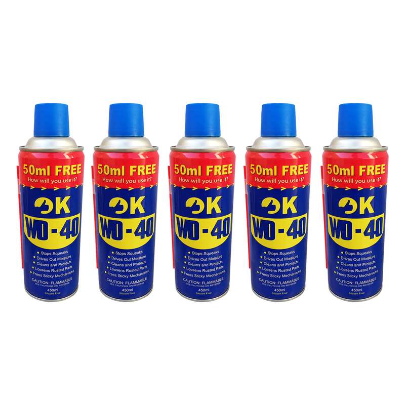 اسپری روان کننده اوکی مدل WD-40 حجم 450 میلی لیتر بسته 5 عددی اسپری روان کننده اوکی مدل WD-40 حجم 450 میلی لیتر بسته 5 عددی