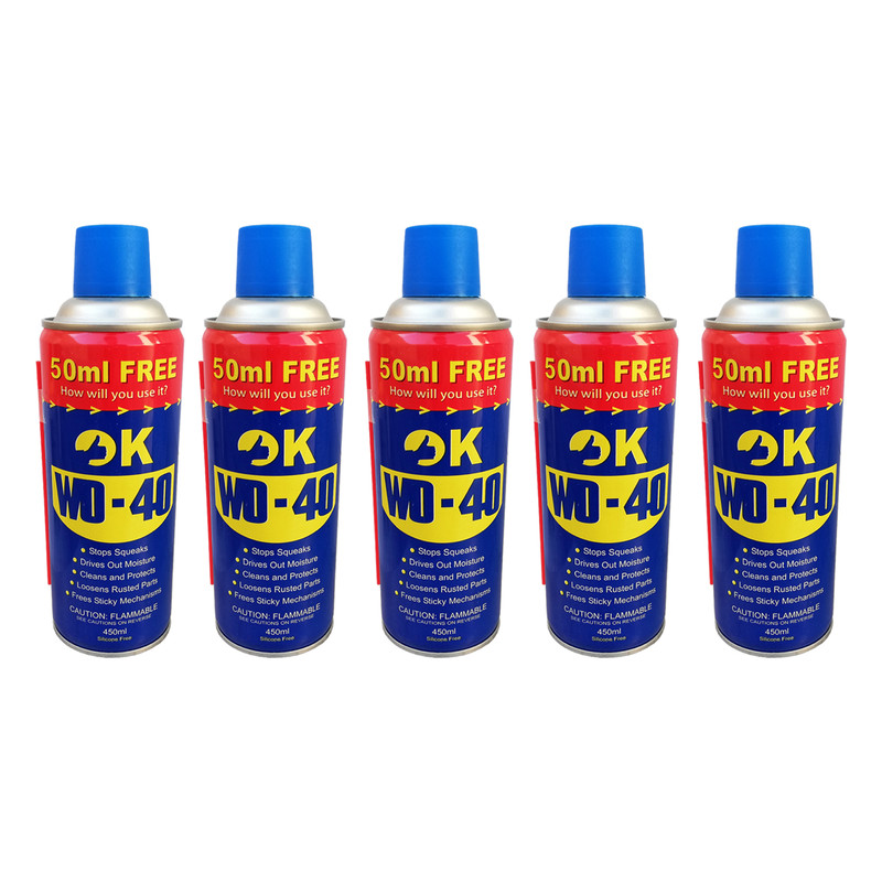 اسپری روان کننده اوکی مدل WD-40 حجم 450 میلی لیتر بسته 5 عددی اسپری روان کننده اوکی مدل WD-40 حجم 450 میلی لیتر بسته 5 عددی