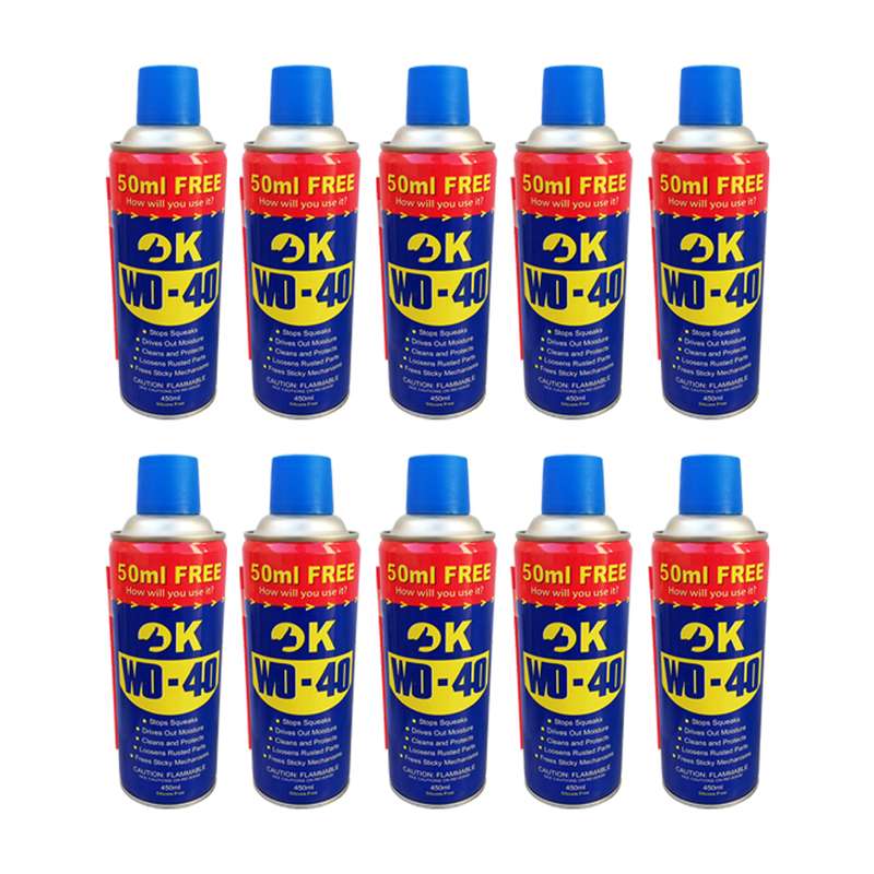اسپری روان کننده اوکی مدل WD-40 حجم 450 میلی لیتر بسته 10 عددی اسپری روان کننده اوکی مدل WD-40 حجم 450 میلی لیتر بسته 10 عددی