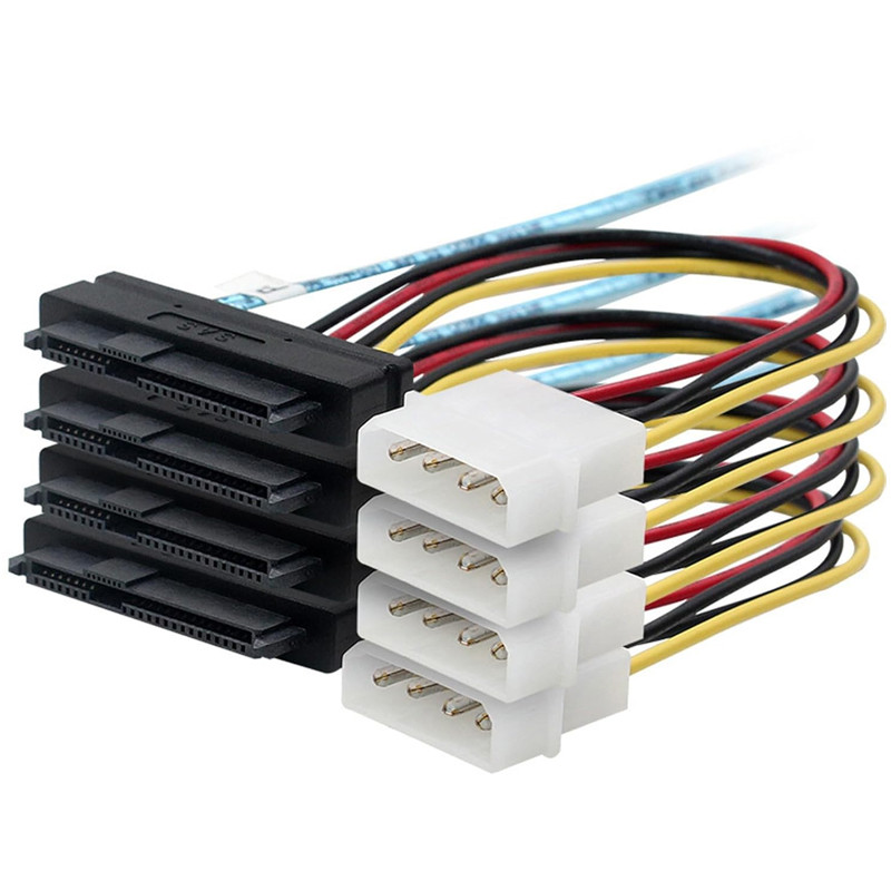 کابل تبدیل Mini SAS SFF-8088 به 4 پورت SFF-8482 29-Pin با برق 4 پین اسمارطور مدل SM195