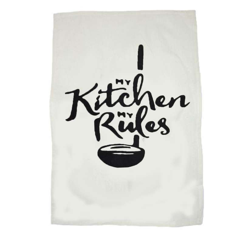 دستمال آشپزخانه مدل تکست طرح KITCHEN RULES کد 759