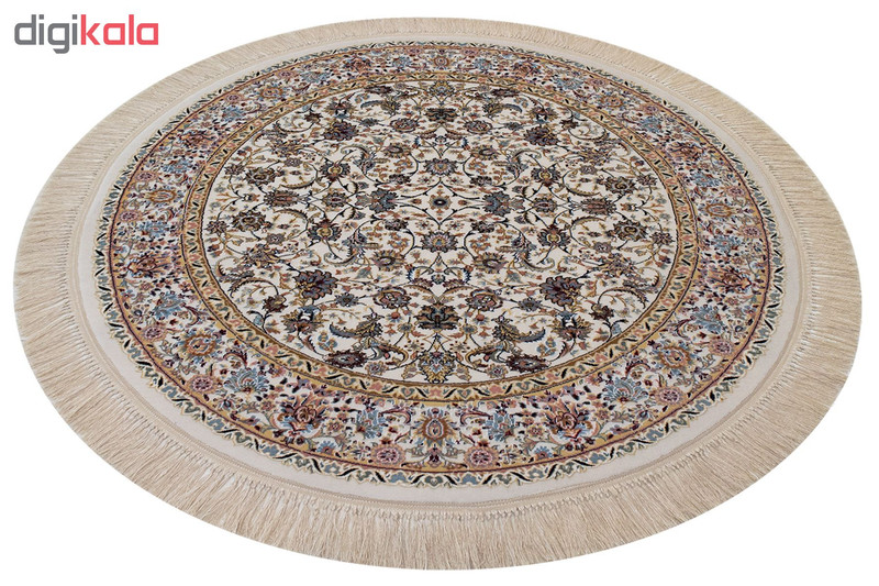 فرش ماشینی فرش رادین طرح گرد نائین شاه عباسی زمینه صدفی
