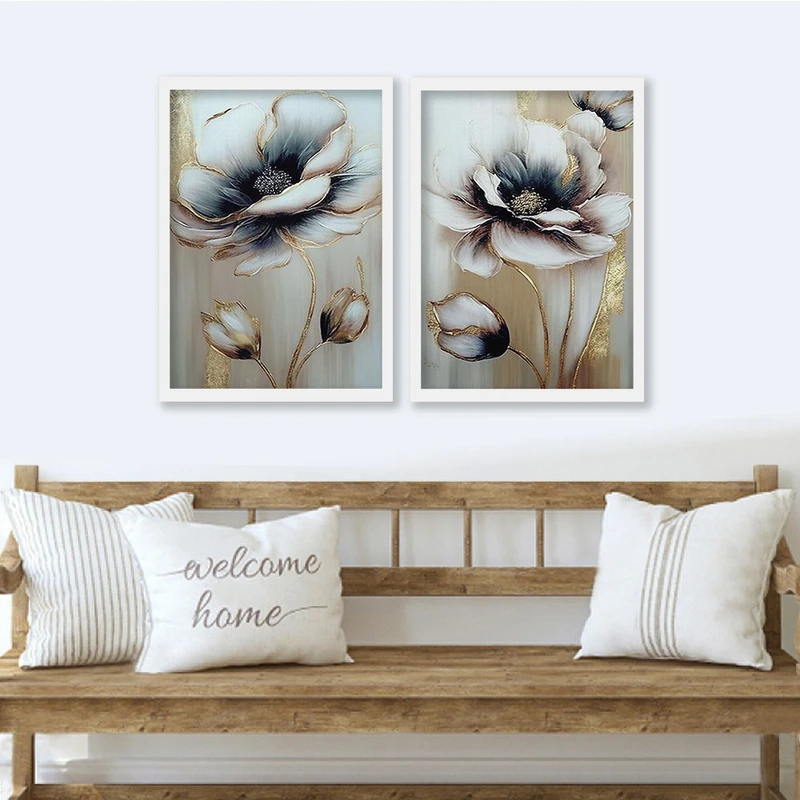 تابلو صبا طرح مدل دکوراتیو انتزاعی کد 147w مجموعه 2 عددی