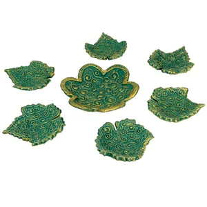 مجموعه هفت سین 7 پارچه دست نگار مدل برگ اسلیمی کد 55