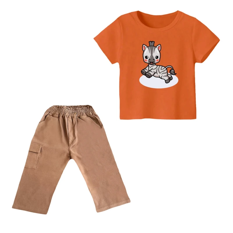 ست تی شرت و شلوارک پسرانه مدل گورخر کد ۱۷