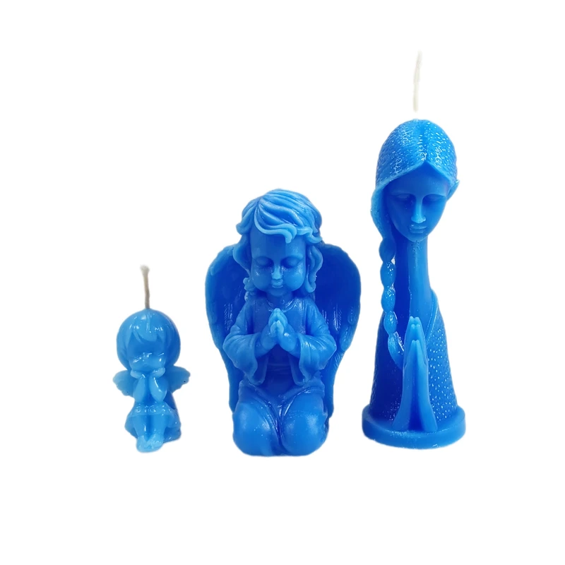 شمع طرح استوانه مدل فرشته بسته 3 عددی