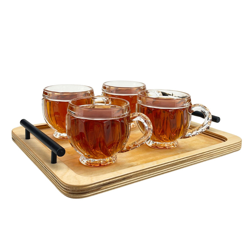 سینی مدل چوبی دسته فلزی کد SN10S مجموعه 2 عددی