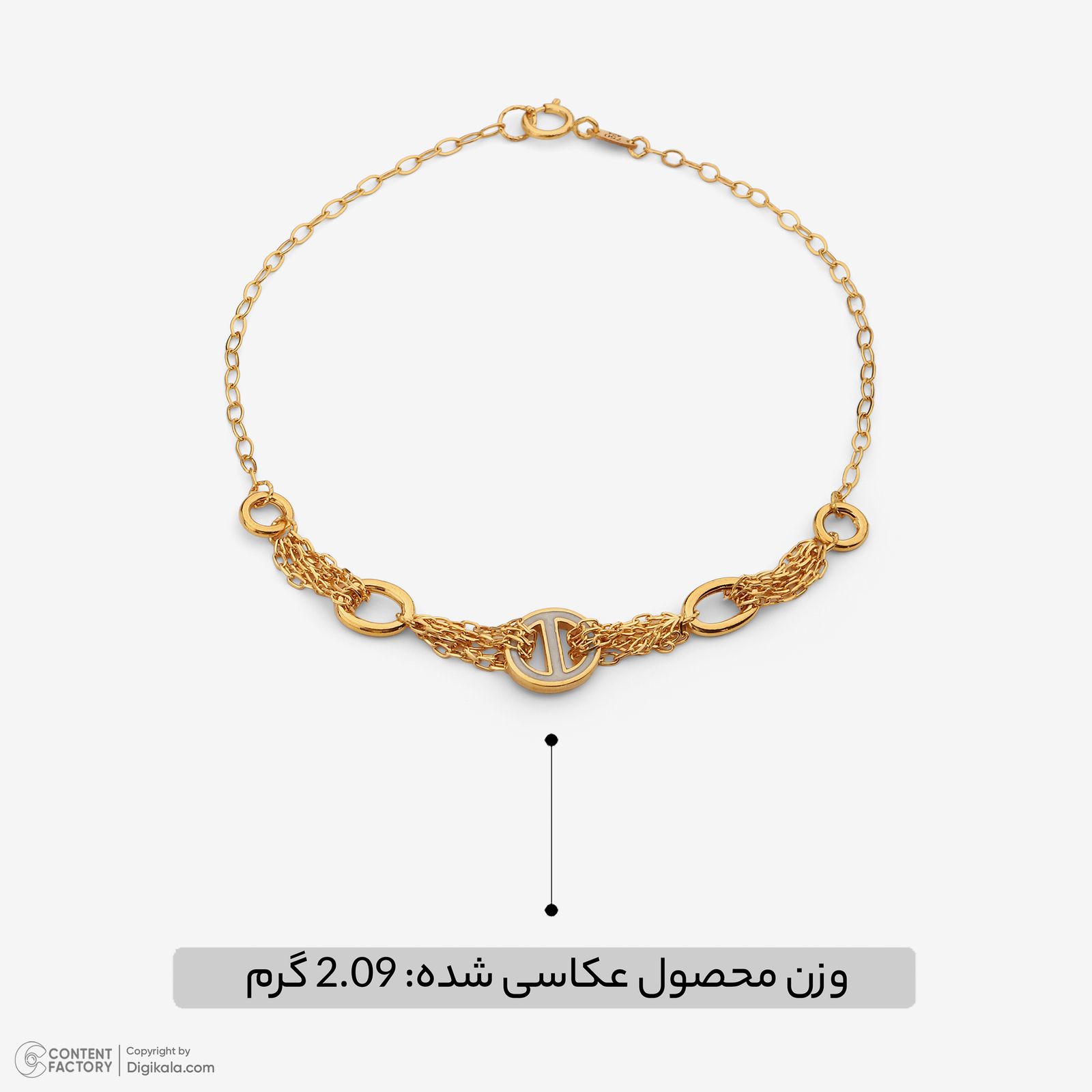 دستبند زنجیری طلا 18 عیار زنانه نگین مدل 107 -  - 5