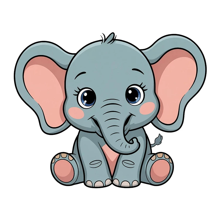 استیکر پارچه و لباس پاد آفرین مدل کیوت کارتونی بامزه طرح فیل کد S2711