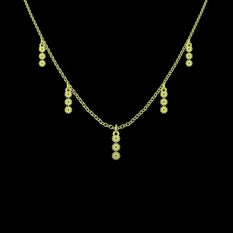 گردنبند طلا 18 عیار زنانه مدوپد مدل سه گل کد RNA12527