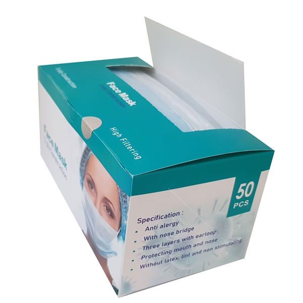 51pcs high quality Disposable protective face Mask 3 Ply Non woven safe Anti-dust and viruses filter, melt blown model