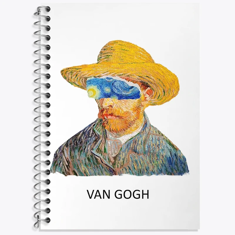 دفتر زبان 50 برگ خندالو مدل سه خط طرح ونسان ونگوگ کد N1709