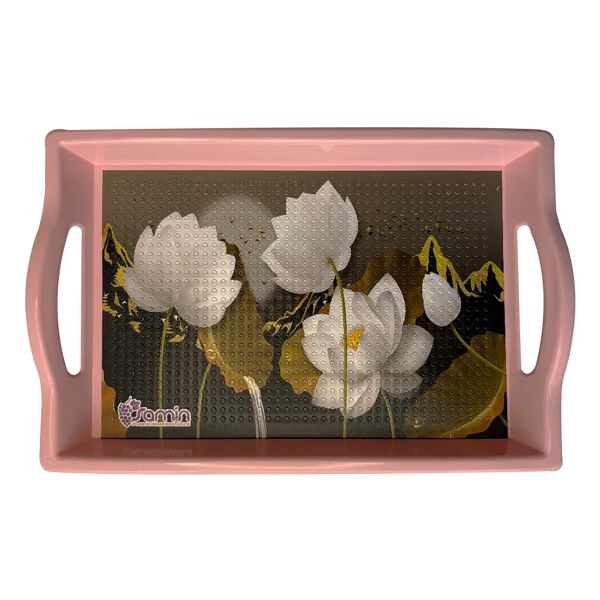 سینی دسته دار مدل گل سایز 21×32 سانتی متر