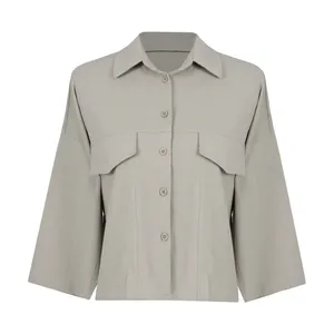 شومیز آستین بلند یقه برگردان زنانه مدل 35328702