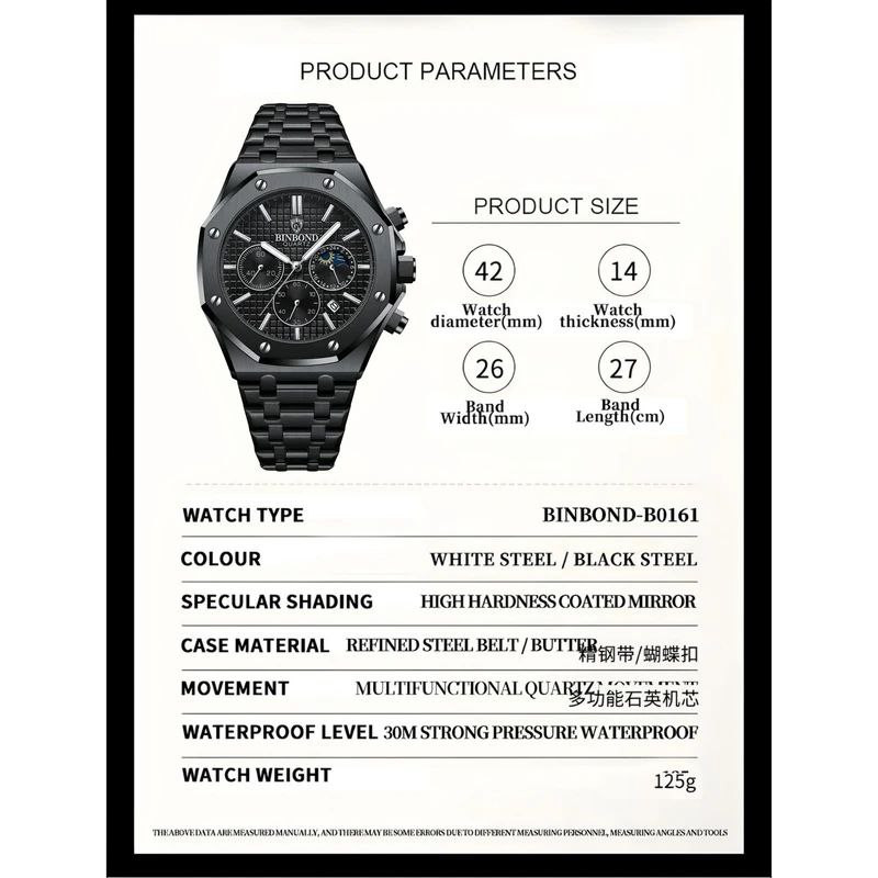 ساعت مچی عقربه‌ای مردانه کوارتز بین باند مدل سه موتور فعال کورنوگراف قفل مخفی کد 13