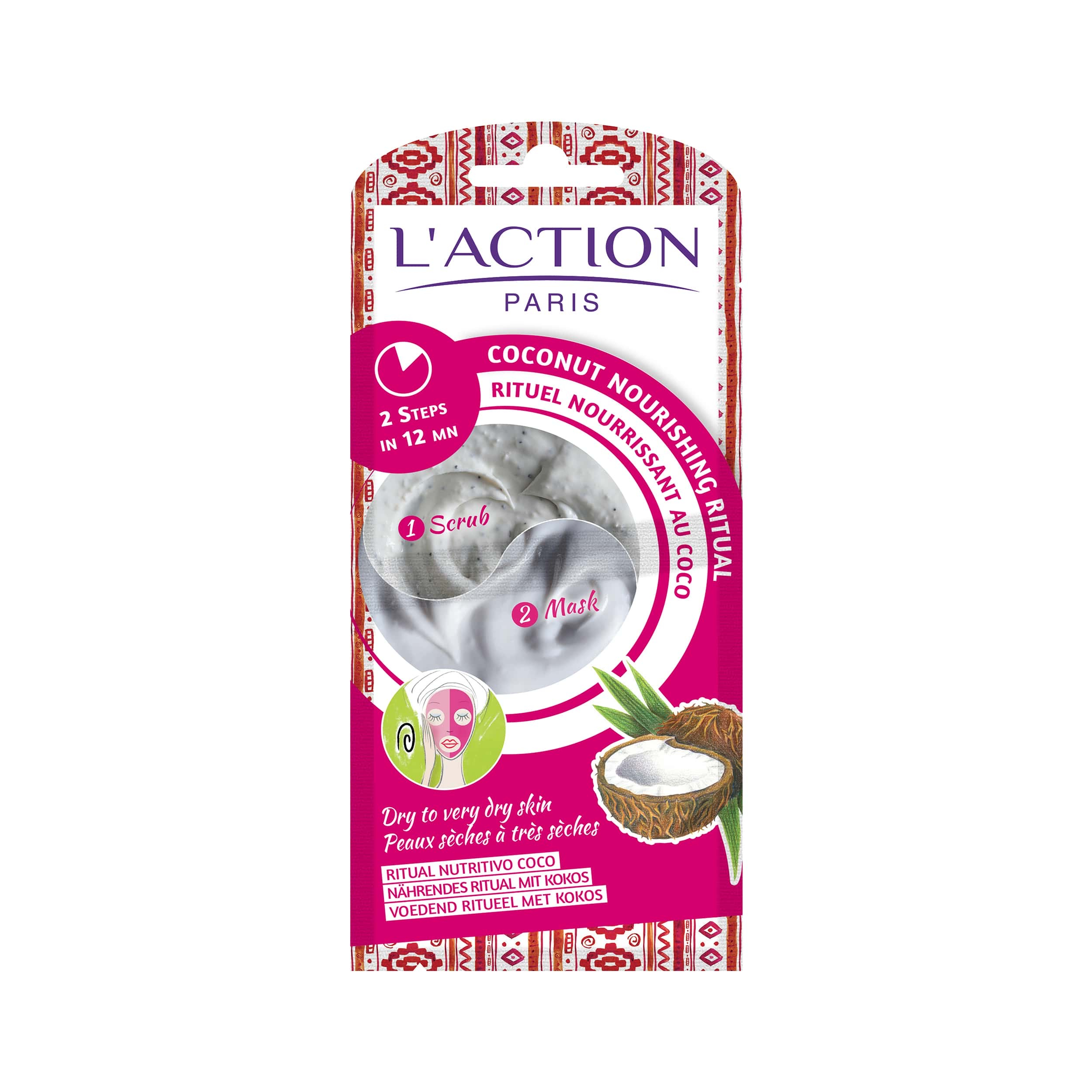 ماسک و اسکراب صورت لکسیون مدل COCONUT وزن 15 گرم