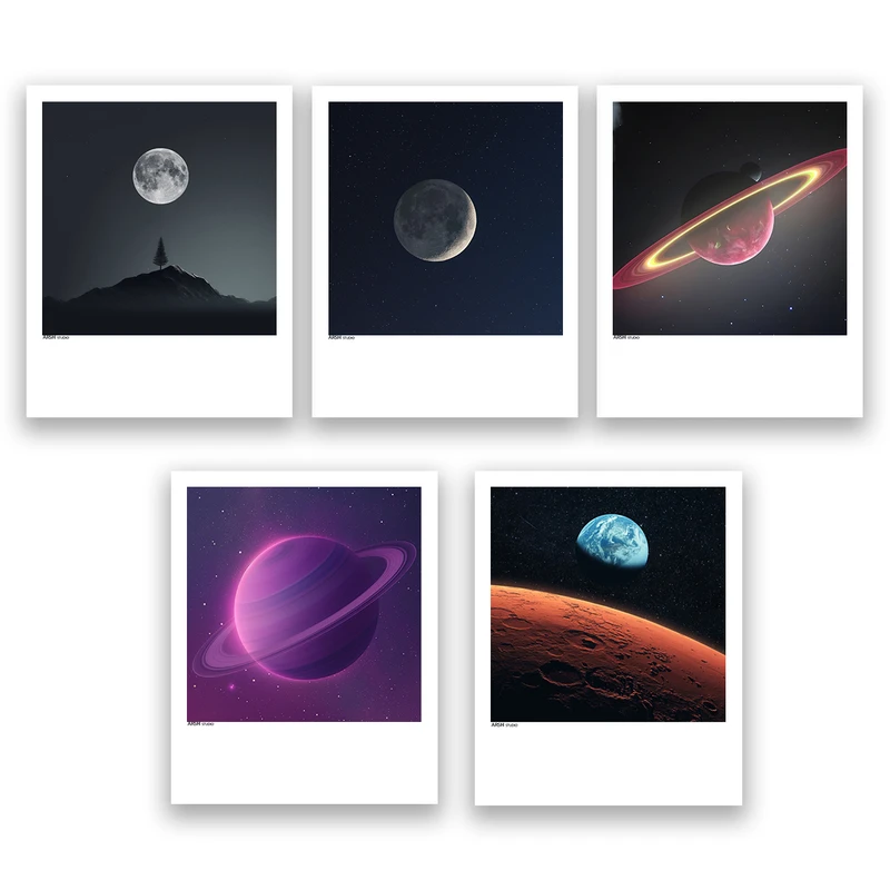 آویز تزیینی عرش مدل فانتزی فضا و کهکشان کد Asa1031 مجموعه پنج عددی