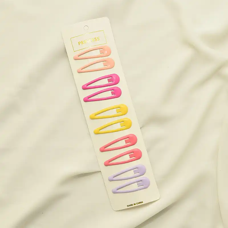 گیره مو زنانه مدل تق تقی متنوع بادامی بارلی کد 02 بسته 10 عددی