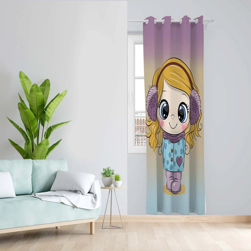 پرده طرح کودک مدل مخمل پانچی کد 5213 z سایز 140x200 سانتی متر