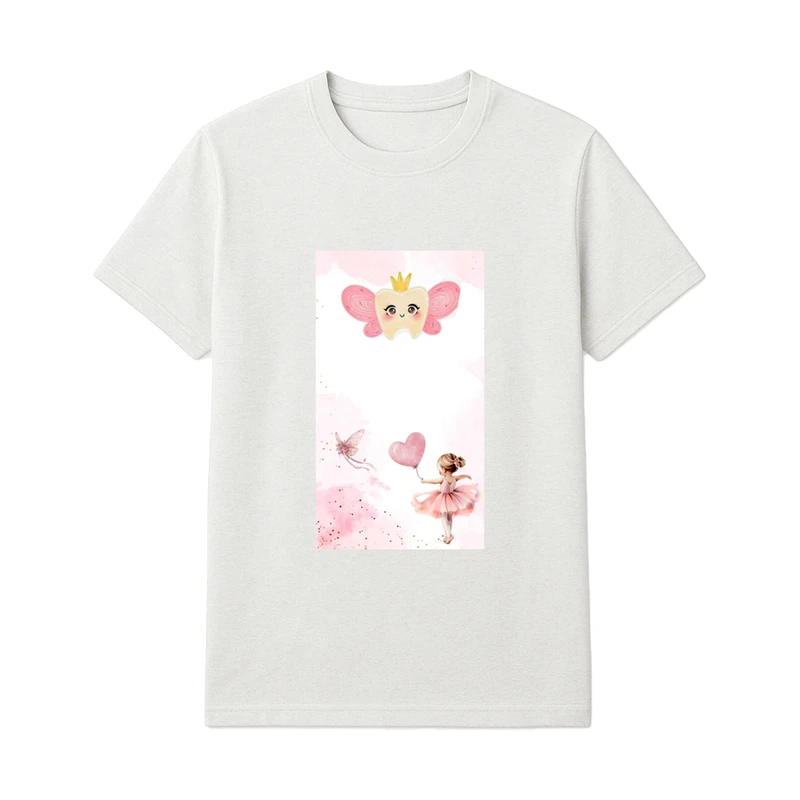 تی‌شرت آستین کوتاه راحتی دخترانه مدل دندونی