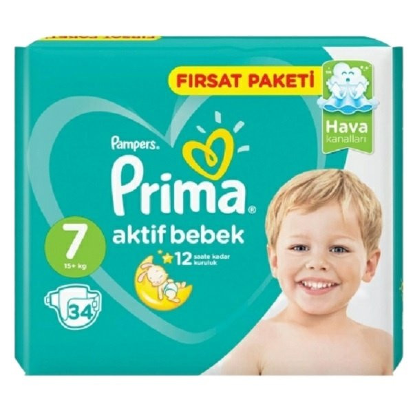 پوشک پریما مدل Aktif bebek سایز 7 بسته 34 عددی مجموعه 3 عددی پوشک پریما مدل Aktif bebek سایز 7 بسته 34 عددی مجموعه 3 عددی